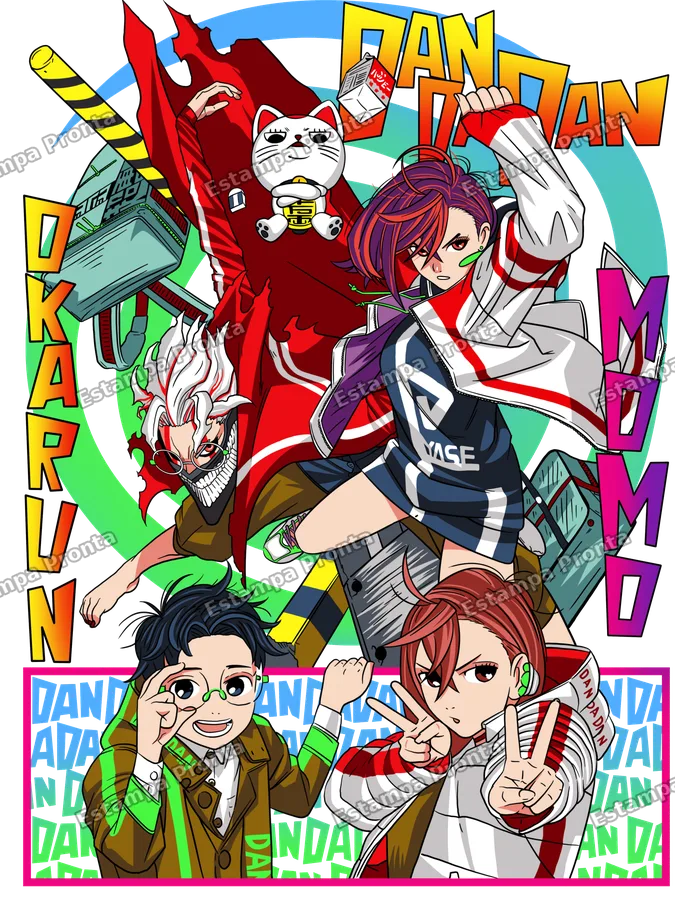 Arte Okarun e Momo Dandadan para estampar